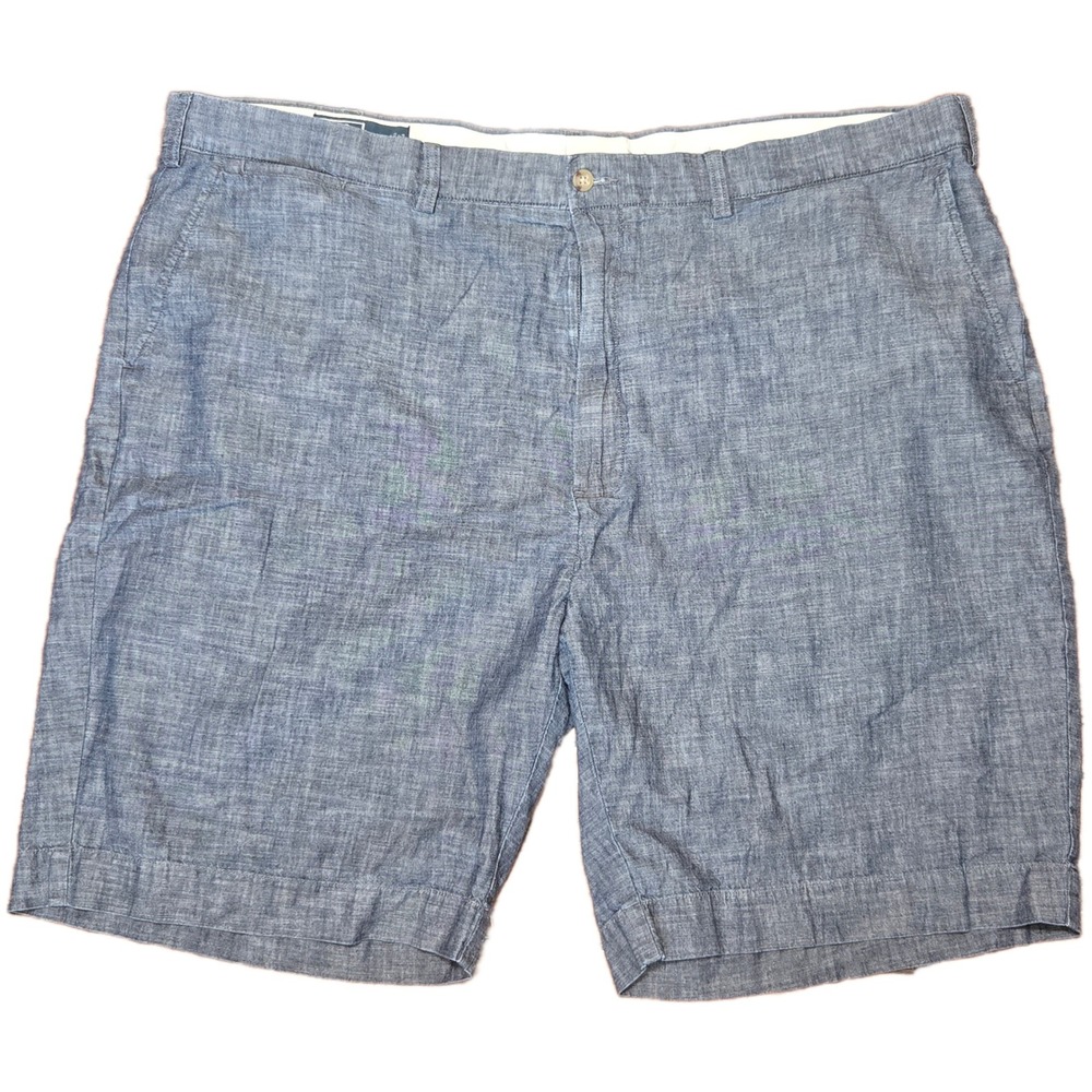 Polo Ralph Lauren Mens Big 46 Blue Cotton Chambray Flat Front Shorts